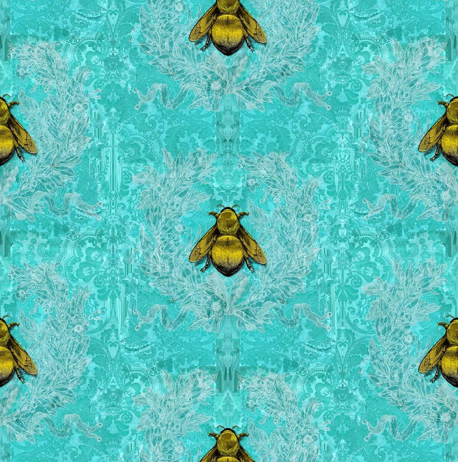 Gold Bees on Aqua