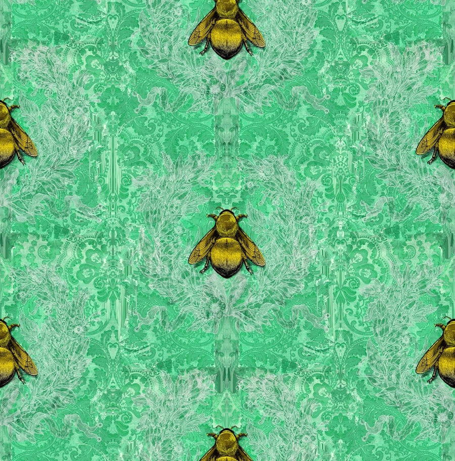 Gold Bees on Green