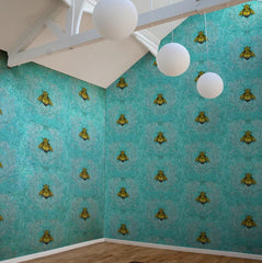 Gold Bees on Aqua