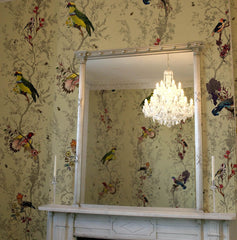 Multicolored Birds on Antique Yellow