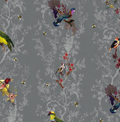 Multicolored Birds on Charcoal