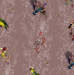 Multicolored Birds on Mauve