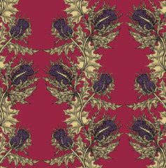 Purple & Gold on Red