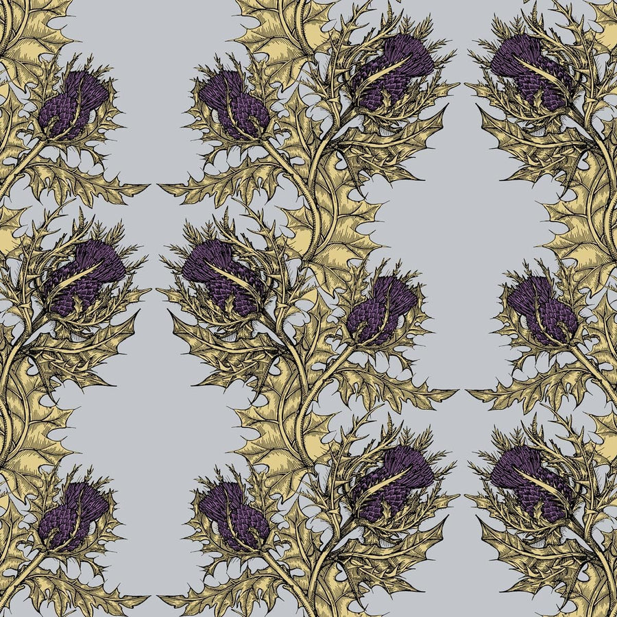 Purple & Gold on Pale Blue