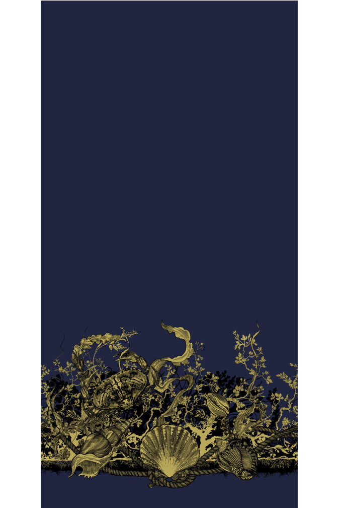 Black & Pale Gold on Navy