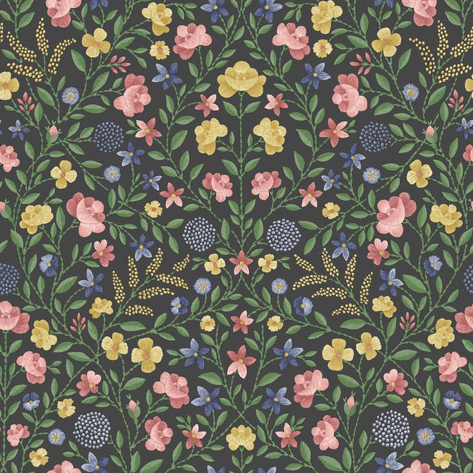 Court Embroidery – Walnut Wallpaper