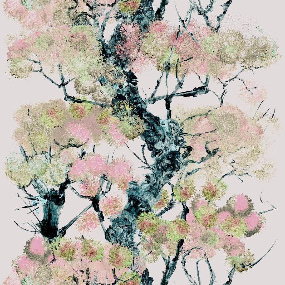 Pink/Green & Black on A Soft Pink Background