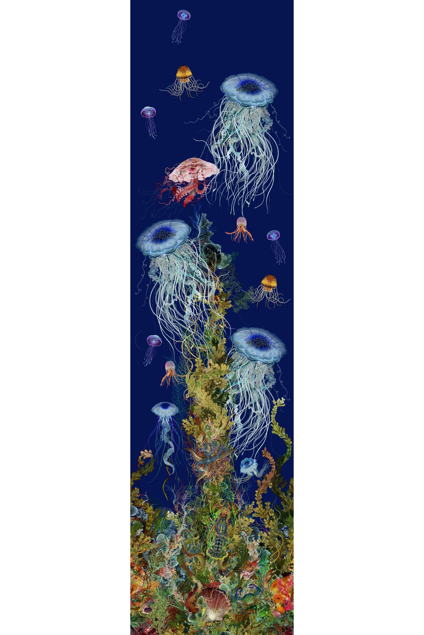 Jellyfish Panel Walnut Wallpaper