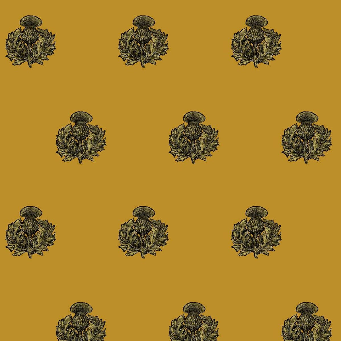 Black/Pale Gold on Mustard Yellow