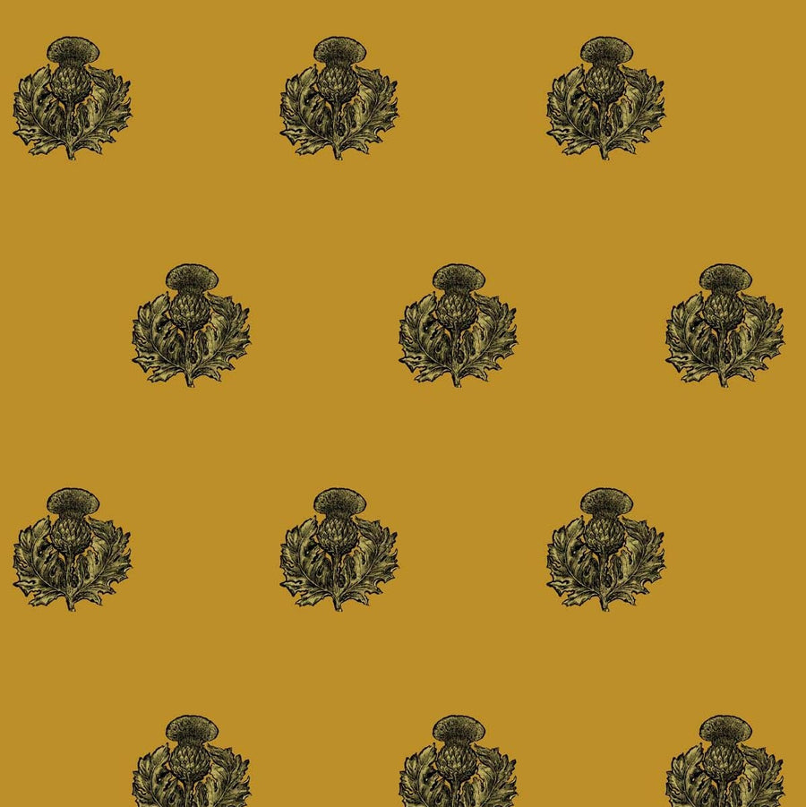 Black/Pale Gold on Mustard Yellow