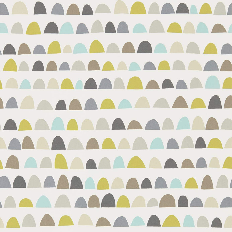 Lime Green/Aqua & Grey on Cream
