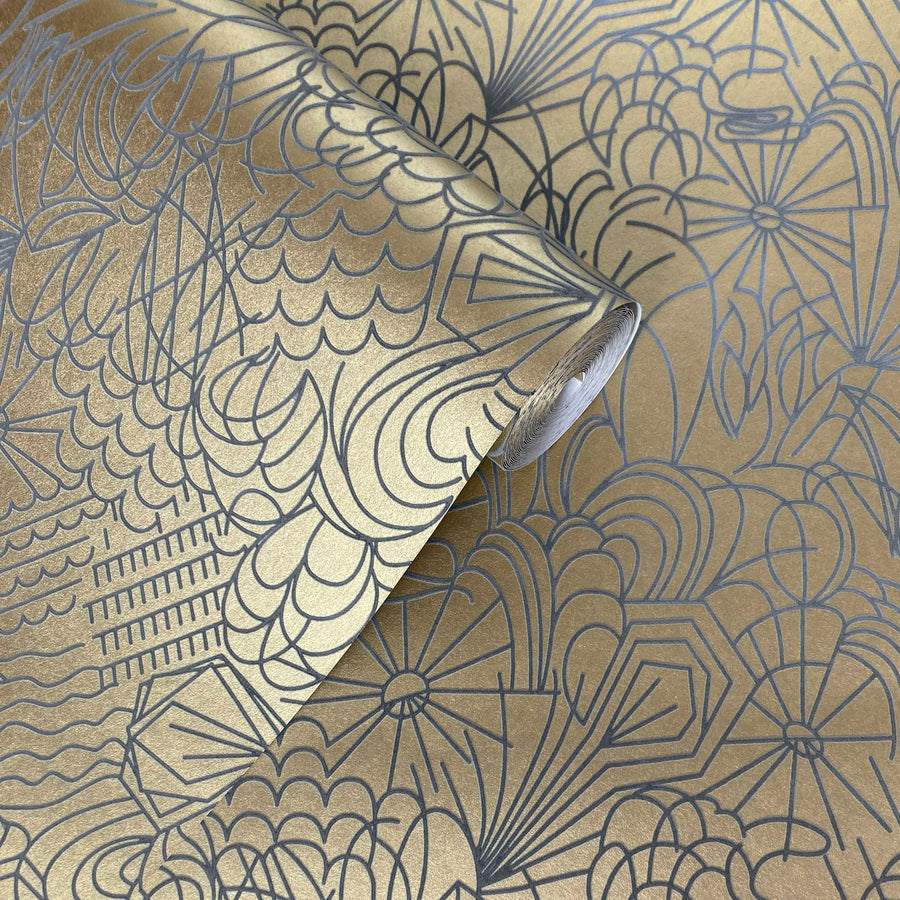 grey flock / gold lustre