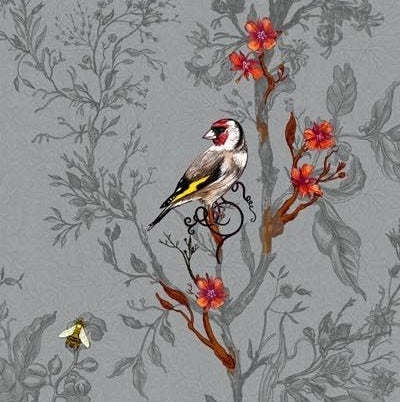 Multicolored Birds on Grey
