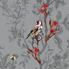 Multicolored Birds on Grey