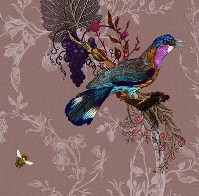 Multicolored Birds on Mauve