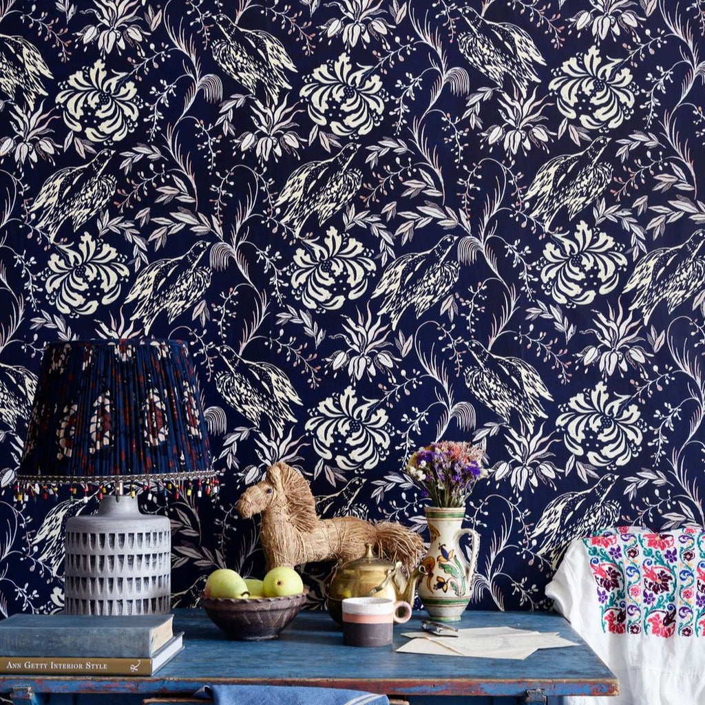 Folk Embroidery – Walnut Wallpaper