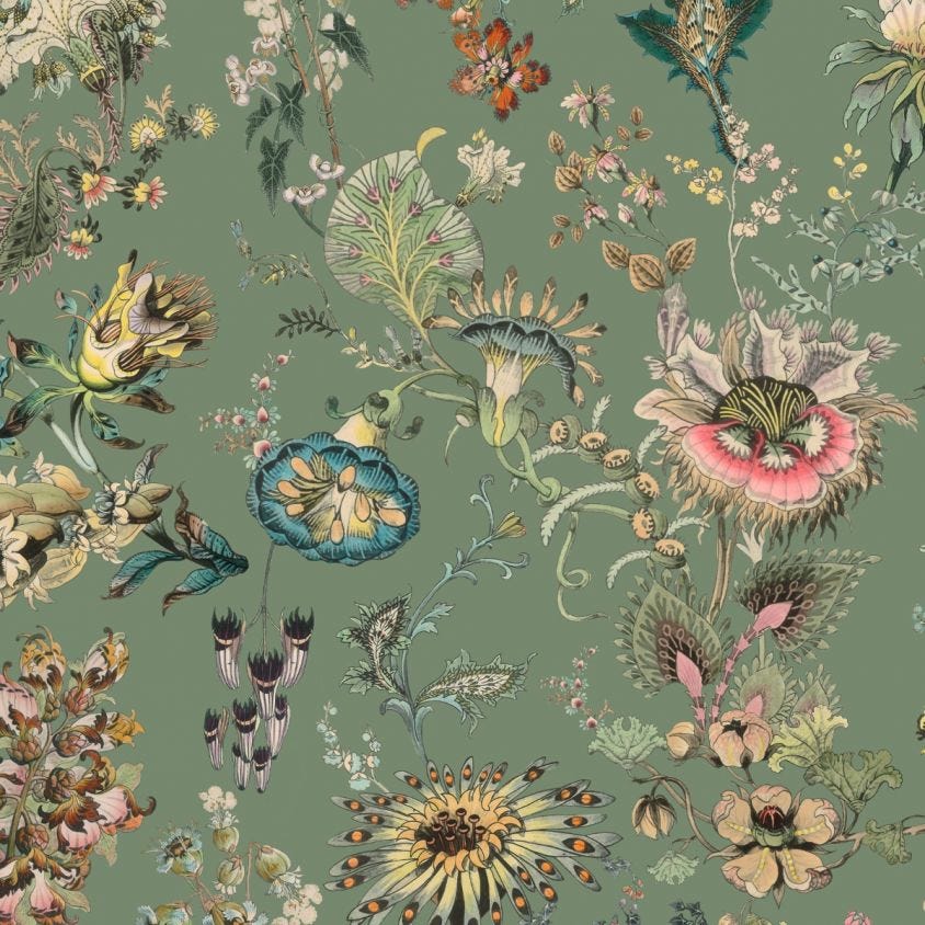 Flora Fantasia – Walnut Wallpaper