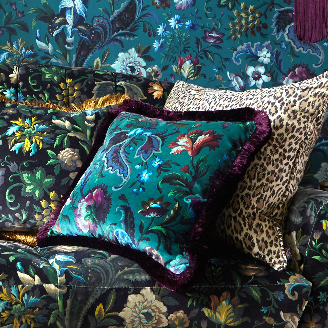 Florika Velvet Fabric – Walnut Wallpaper