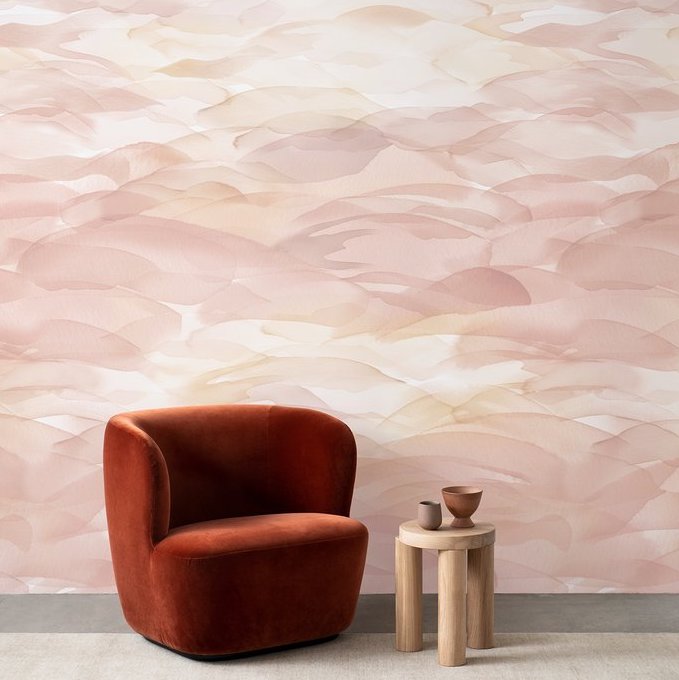 modern pink and rose mural